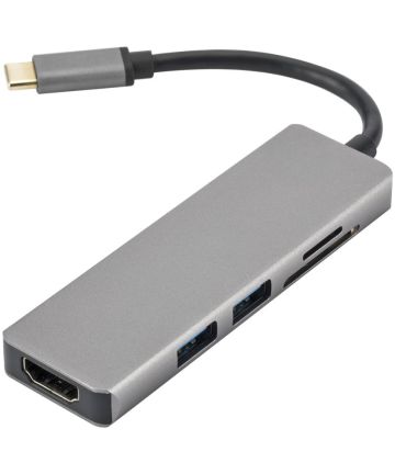 Universele 5-in-1 USB-C Adapter (Micro)SD / USB HDMI Grijs Kabels