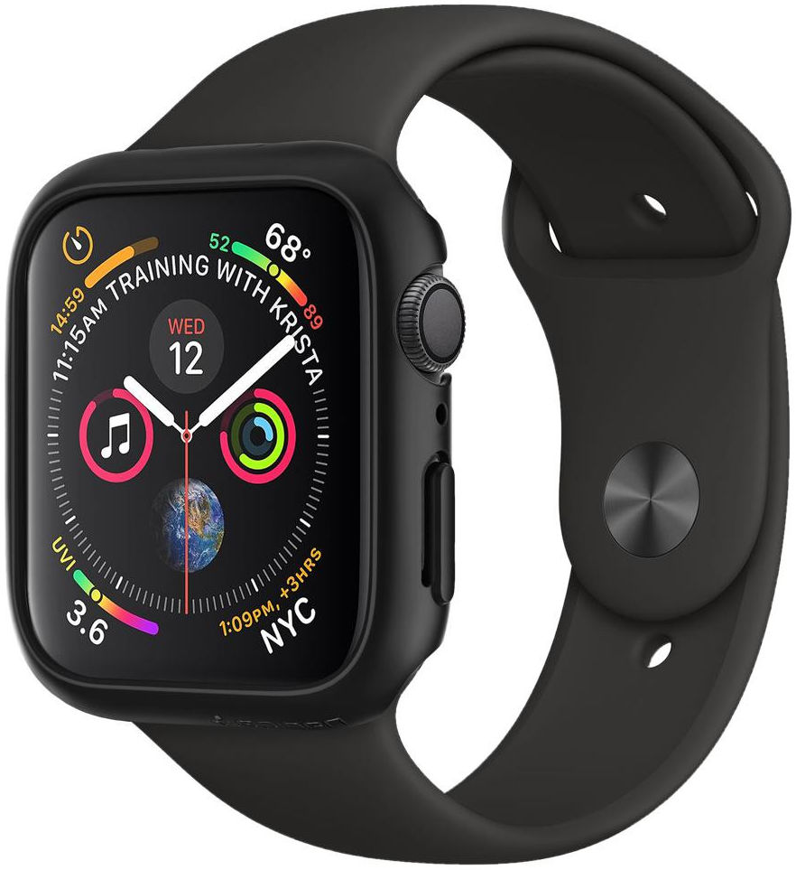 Spigen Thin Fit - Apple Watch 44MM Hoesje - Hard Plastic Bumper - Zwart afbeelding 1