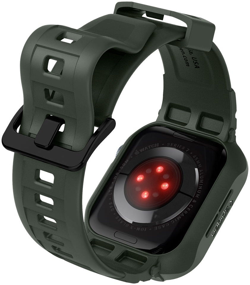Spigen Rugged Armor Pro - Apple Watch 45MM / 44MM Hoesje en Bandje - Groen afbeelding 2