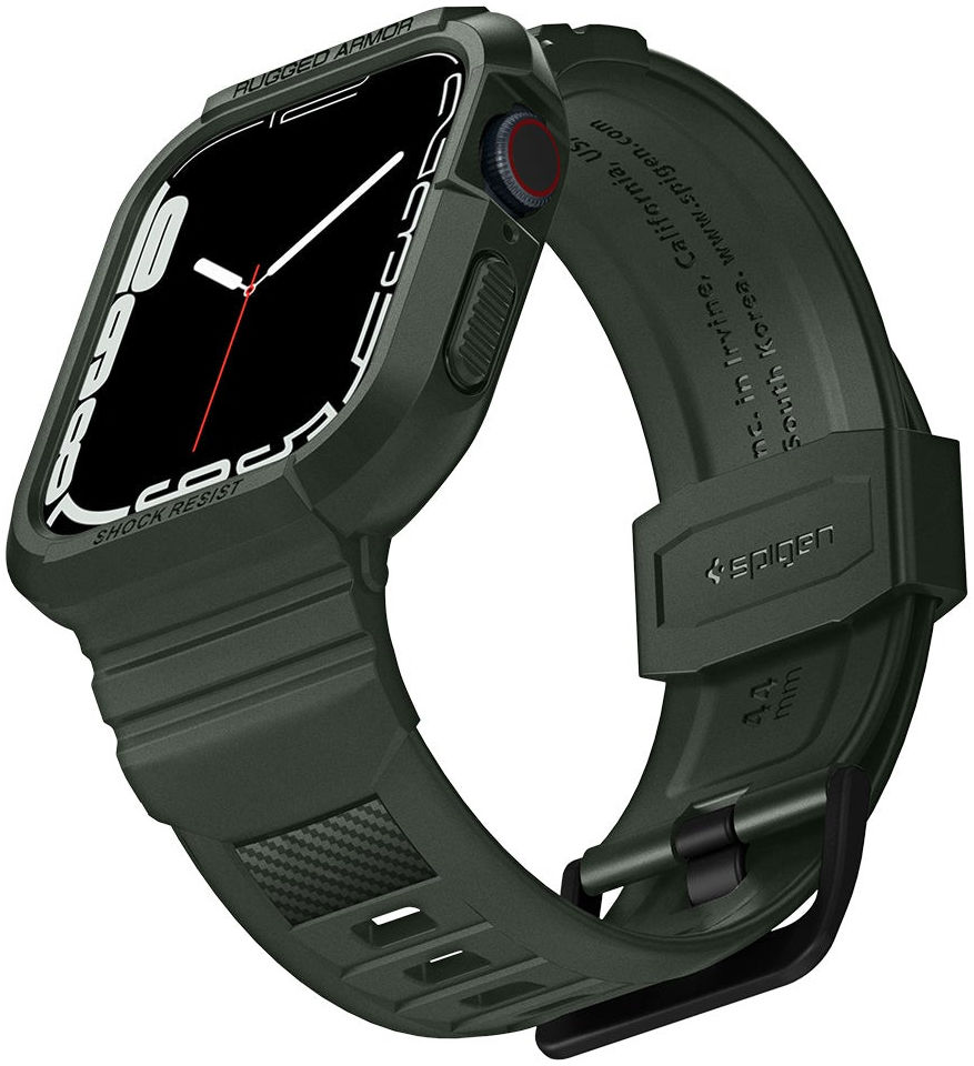 Spigen Rugged Armor Pro - Apple Watch 45MM / 44MM Hoesje en Bandje - Groen afbeelding 3