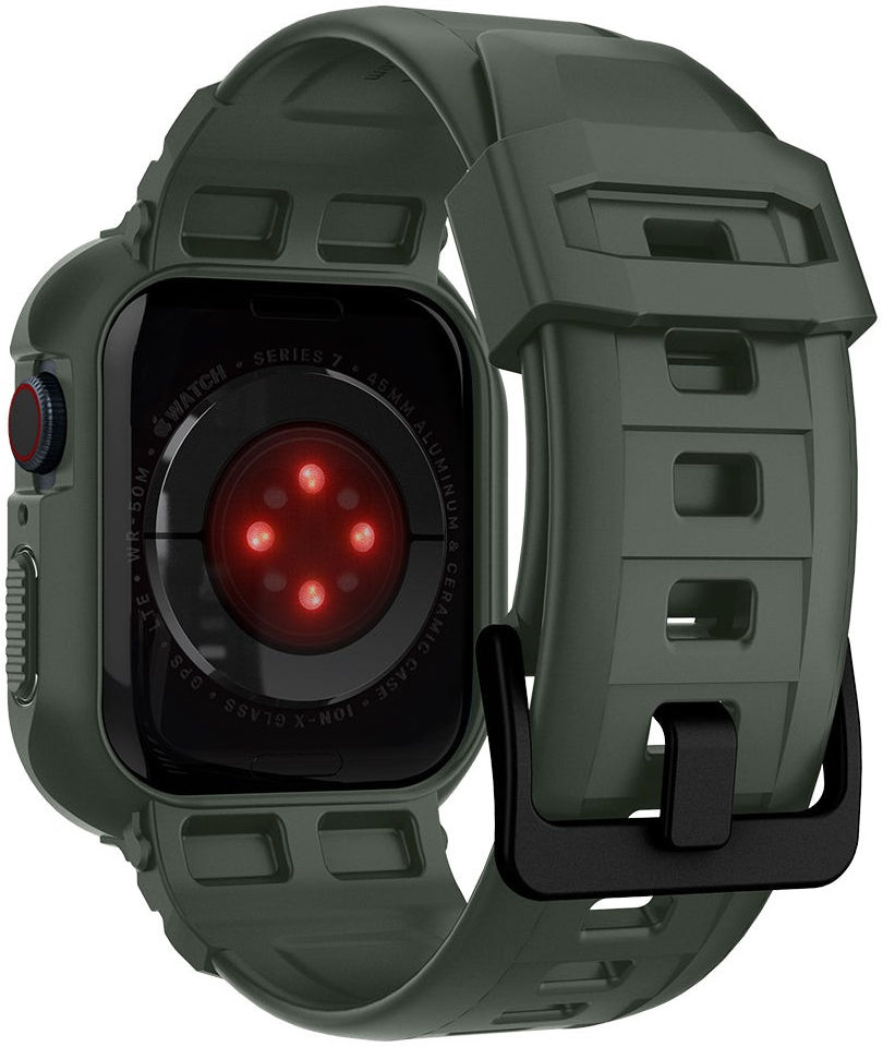 Spigen Rugged Armor Pro - Apple Watch 45MM / 44MM Hoesje en Bandje - Groen afbeelding 5