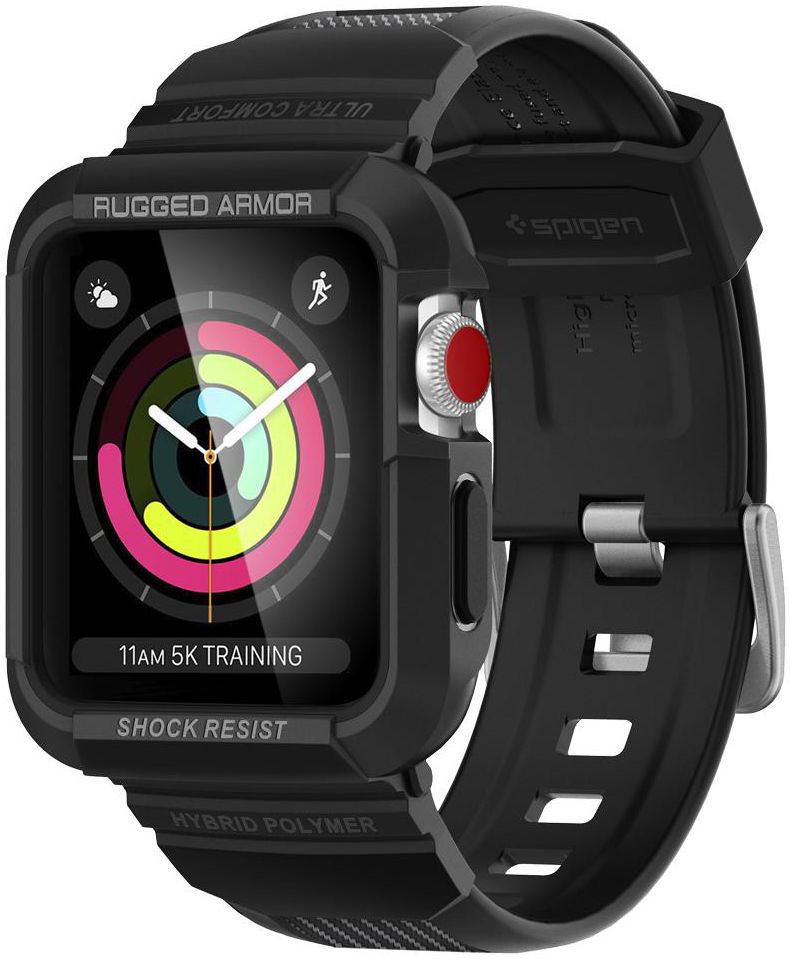 Spigen Rugged Armor Pro Apple Watch 42MM Hoesje en Bandje Zwart afbeelding 1