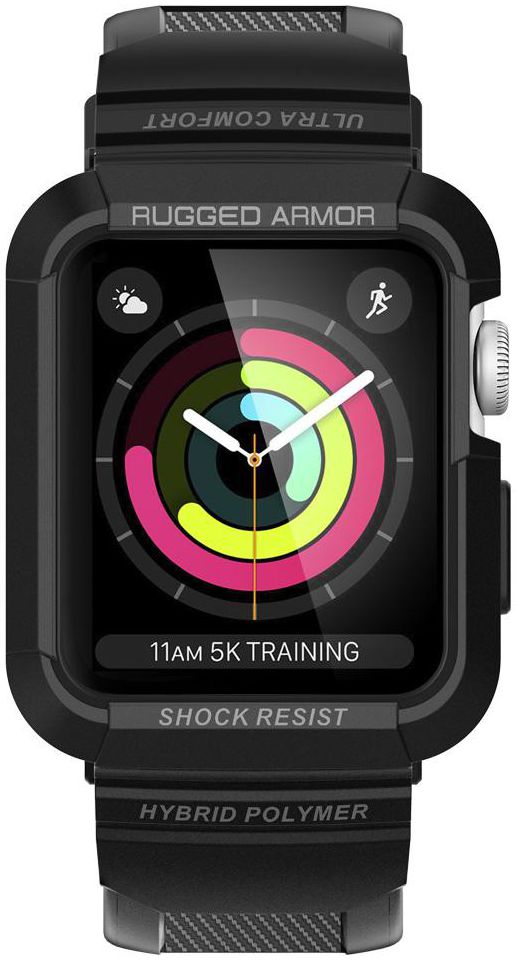 Spigen Rugged Armor Pro Apple Watch 42MM Hoesje en Bandje Zwart afbeelding 2