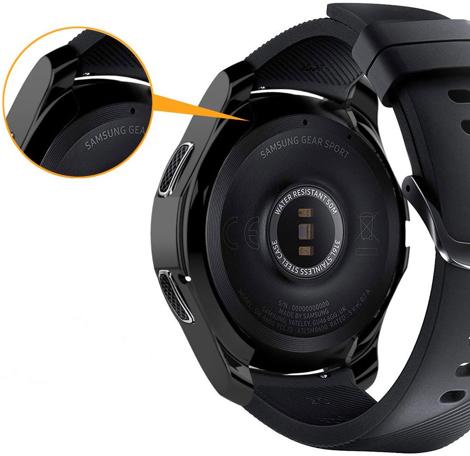 Samsung Galaxy Watch 46MM / Gear S3 Hoesje Flexibel TPU Bumper Zwart afbeelding 6
