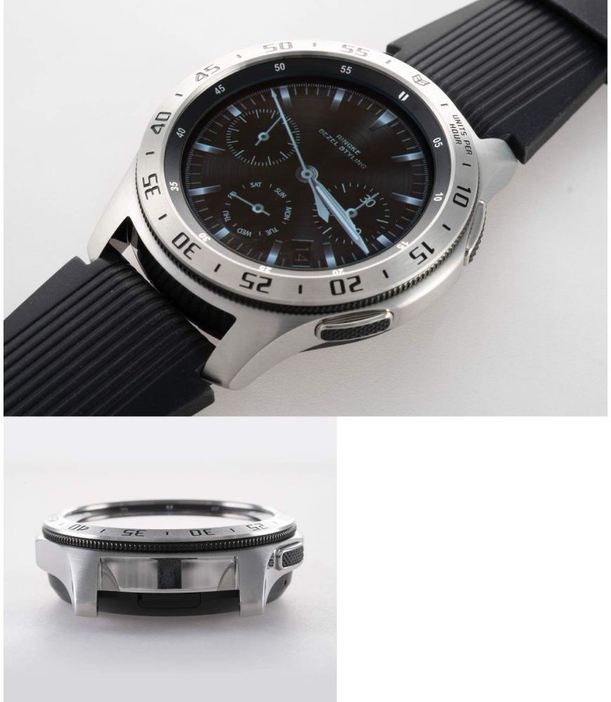 Ringke Bezel Styling Galaxy Watch 46MM Randbeschermer RVS Zilver afbeelding 4