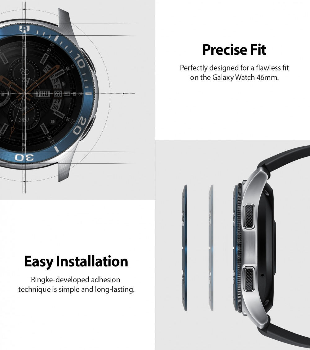 Ringke Bezel Styling Galaxy Watch 46MM Randbeschermer RVS Zwart afbeelding 5