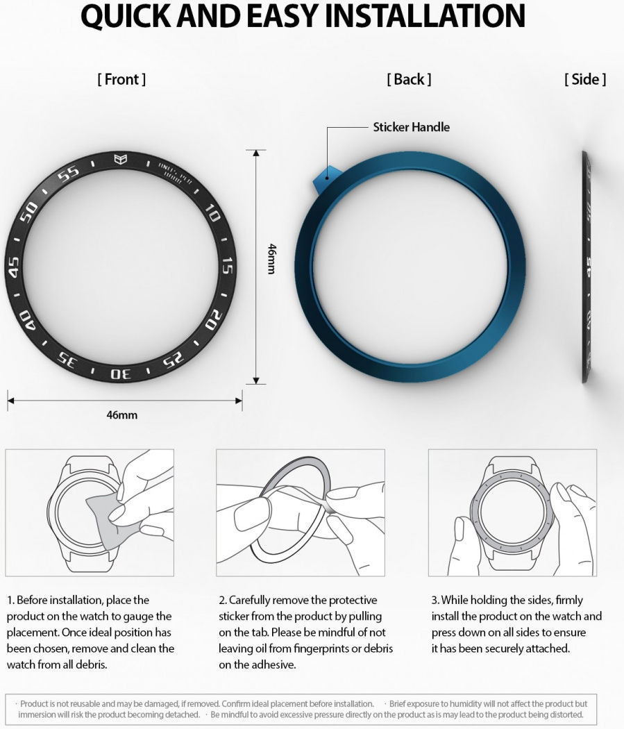 Ringke Bezel Styling Galaxy Watch 46MM Randbeschermer RVS Zwart afbeelding 9