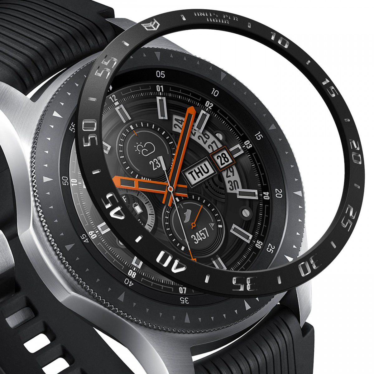 Ringke Bezel Styling Galaxy Watch 46MM Randbeschermer RVS Zwart afbeelding 1