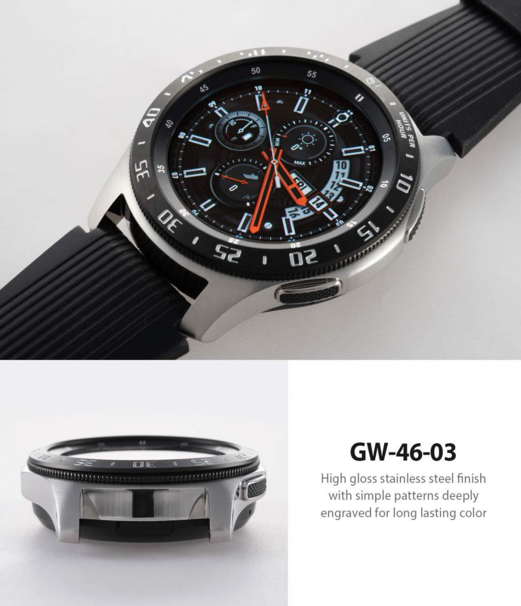 Ringke Bezel Styling Galaxy Watch 46MM Randbeschermer RVS Zwart afbeelding 4