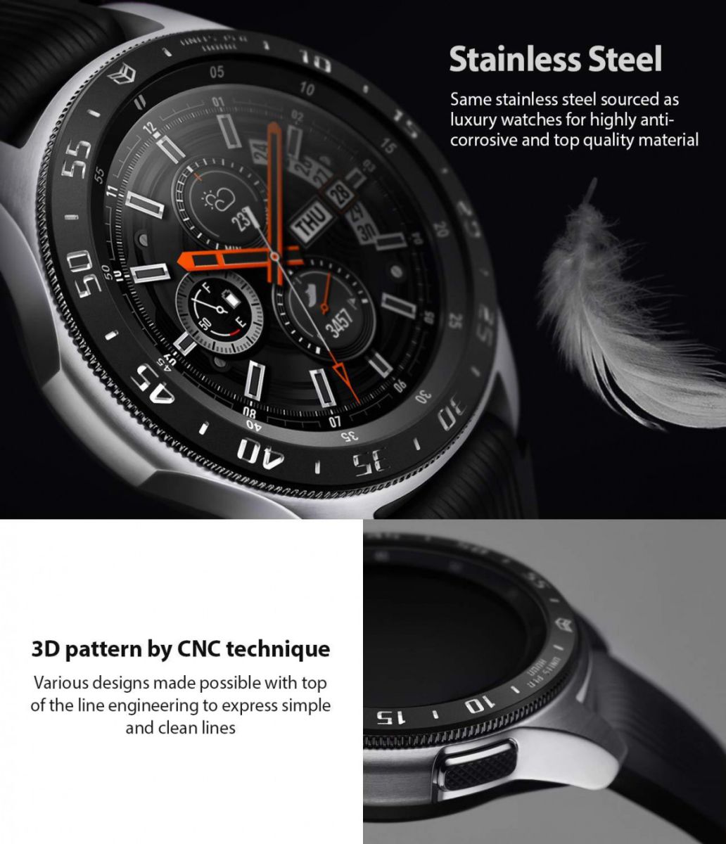 Ringke Bezel Styling Galaxy Watch 46MM Randbeschermer RVS Zwart afbeelding 6