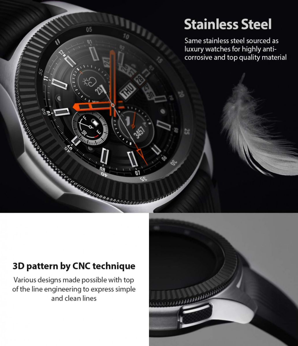 Ringke Bezel Styling Galaxy Watch 46MM Randbeschermer RVS Black afbeelding 6