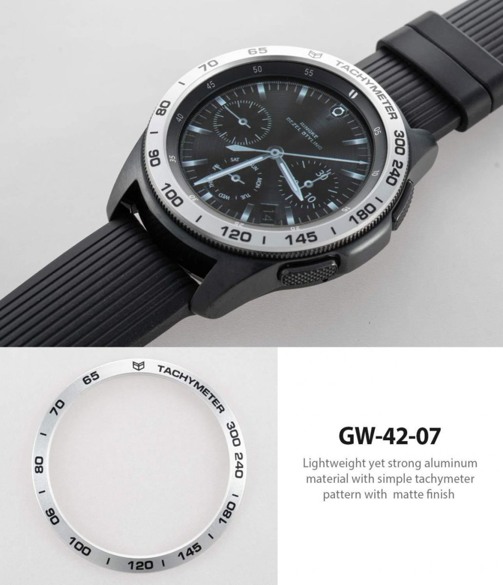 Ringke Bezel Styling Galaxy Watch 42MM Randbeschermer RVS Zilver afbeelding 4
