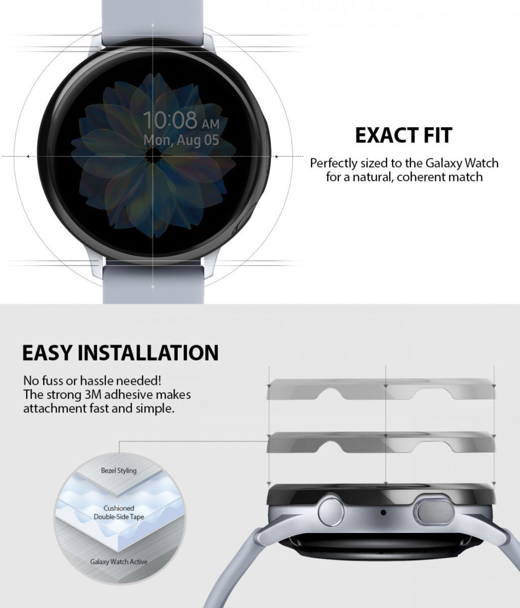 Ringke Bezel Styling Galaxy Watch Active 2 44MM Randbeschermer Zwart afbeelding 4