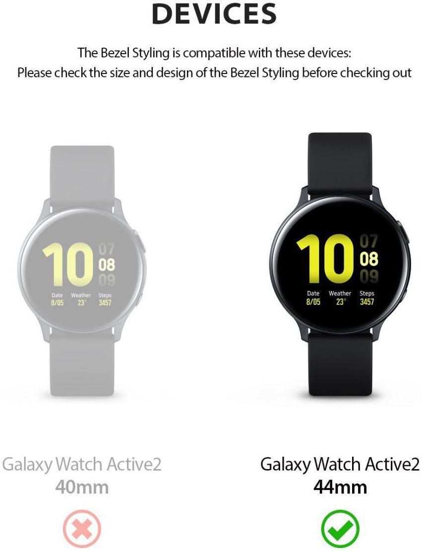 Ringke Bezel Styling Galaxy Watch Active 2 44MM Randbeschermer Zwart afbeelding 7
