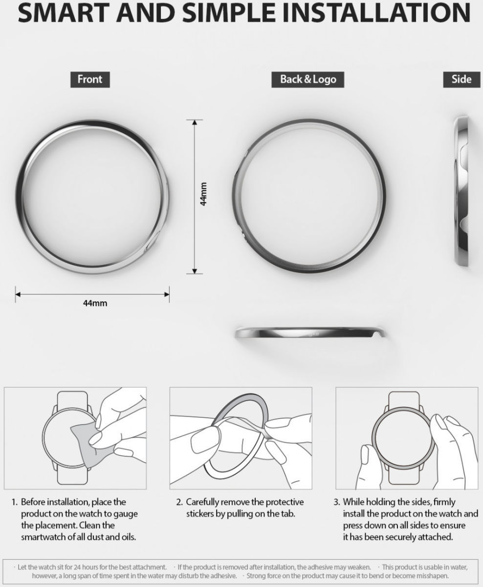 Ringke Bezel Styling Galaxy Watch Active 2 44MM Randbeschermer Zwart afbeelding 8