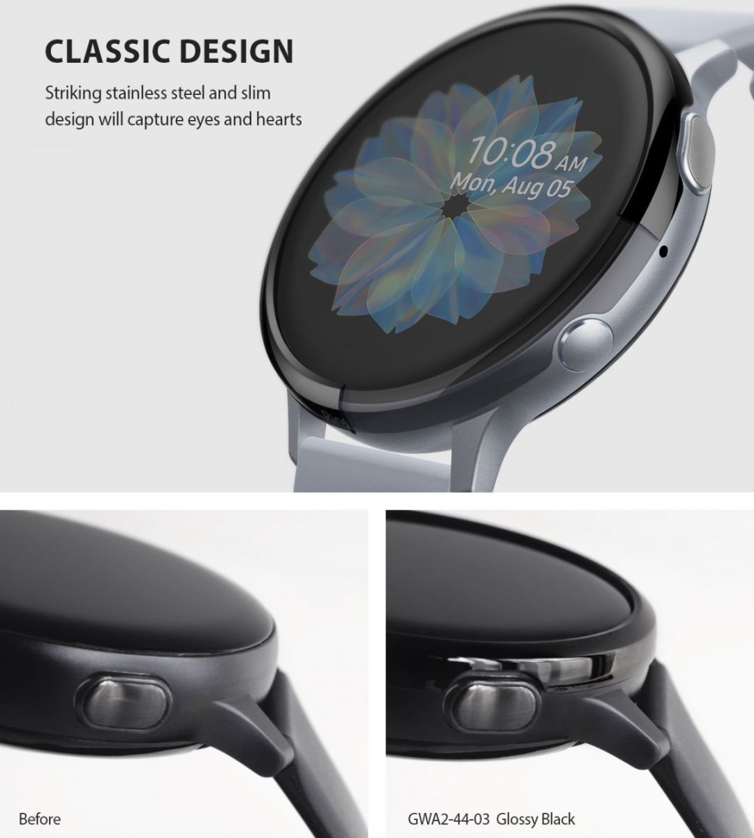 Ringke Bezel Styling Galaxy Watch Active 2 44MM Randbeschermer Zwart afbeelding 2
