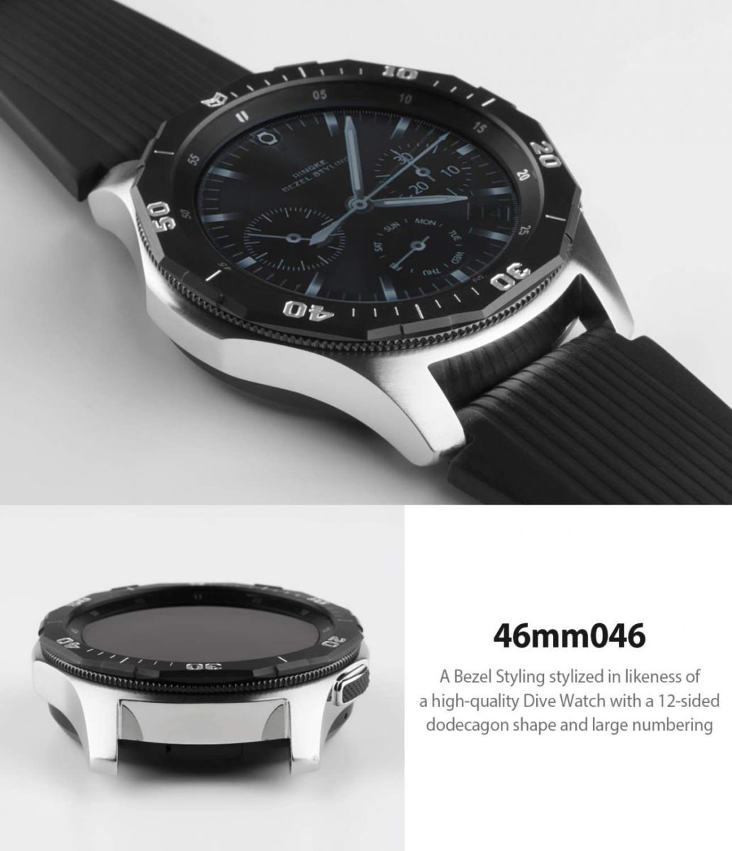 Ringke Bezel Styling Galaxy Watch 46MM Randbeschermer RVS Zwart/Grijs afbeelding 5