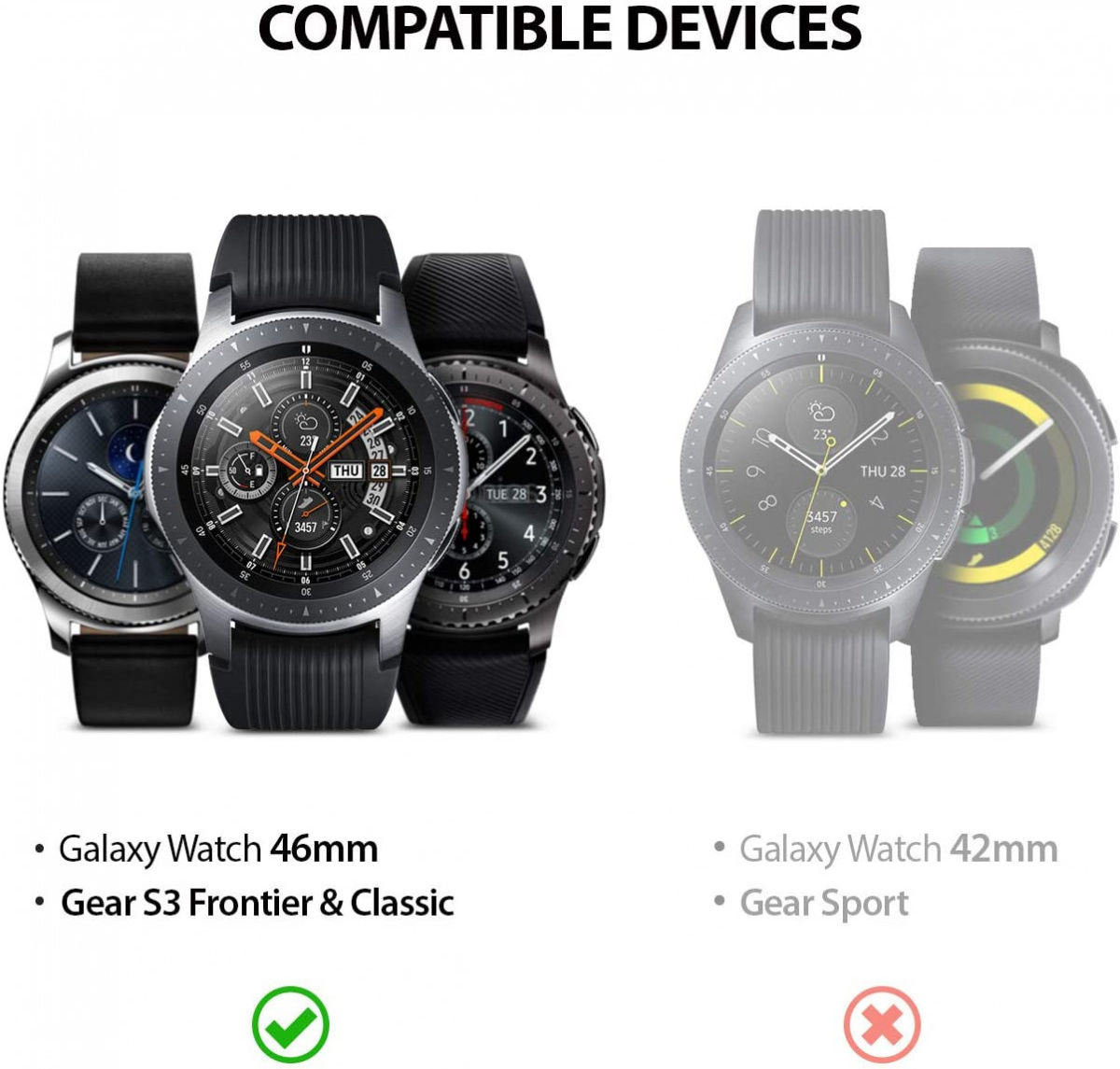 Ringke Bezel Styling Galaxy Watch 46MM Randbeschermer RVS Zwart/Grijs afbeelding 9