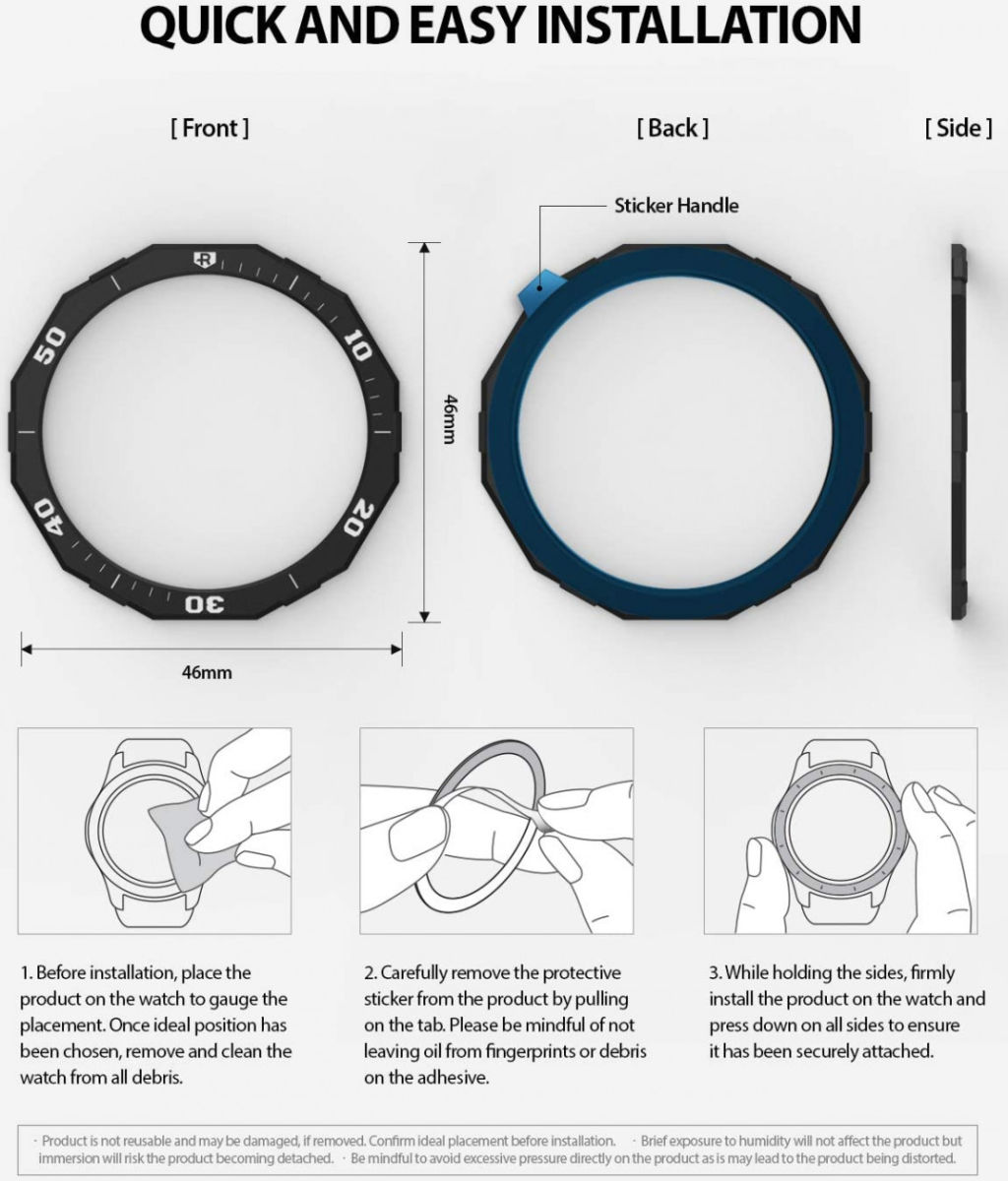 Ringke Bezel Styling Galaxy Watch 46MM Randbeschermer RVS Zwart/Grijs afbeelding 10