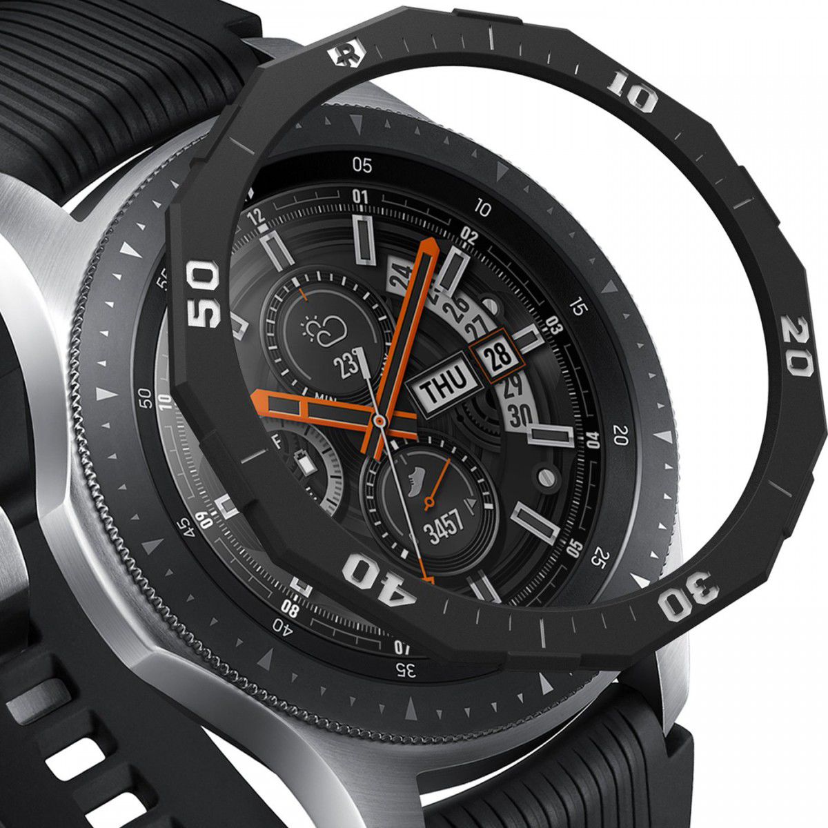 Ringke Bezel Styling Galaxy Watch 46MM Randbeschermer RVS Zwart/Grijs afbeelding 1