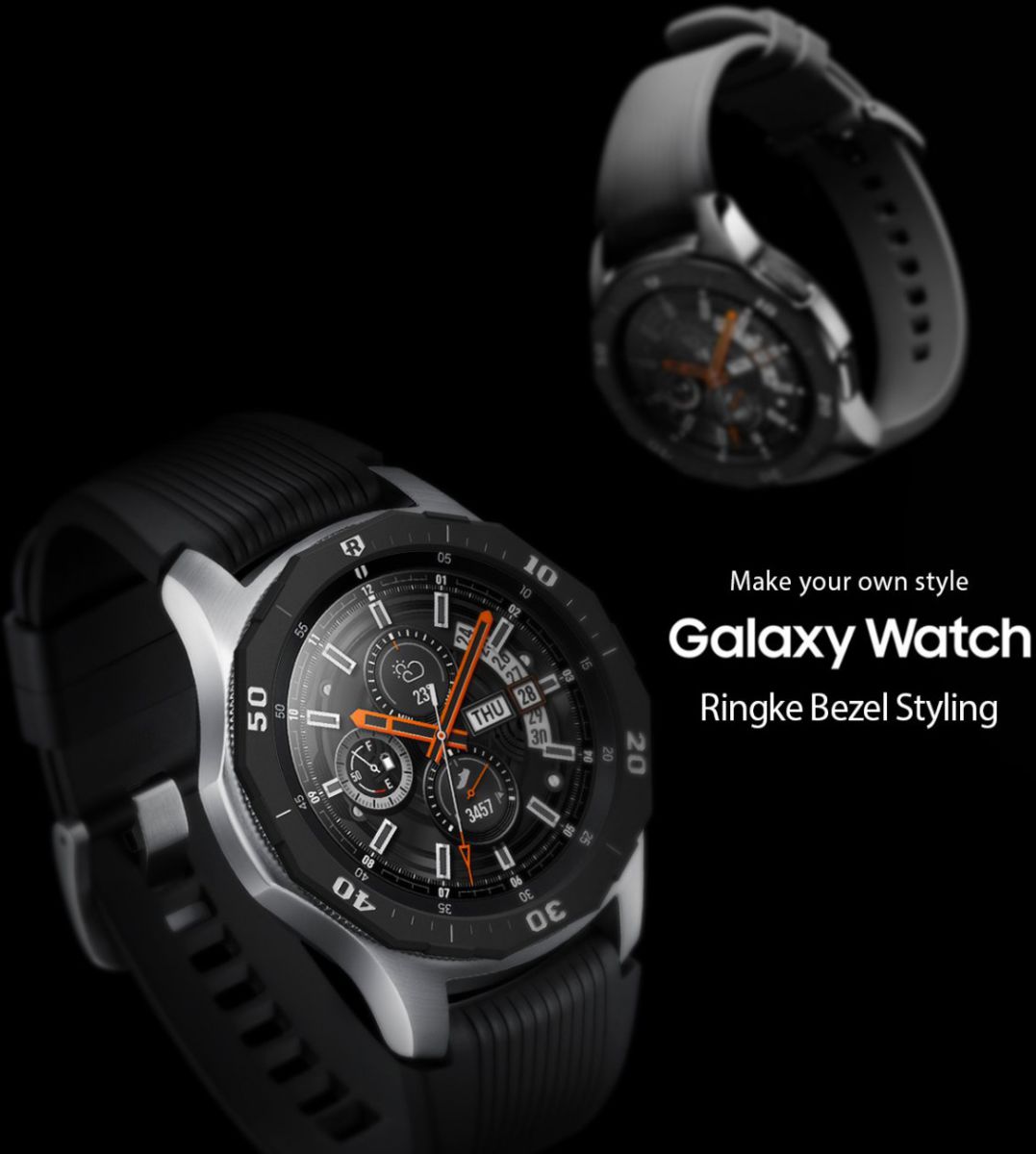Ringke Bezel Styling Galaxy Watch 46MM Randbeschermer RVS Zwart/Grijs afbeelding 11
