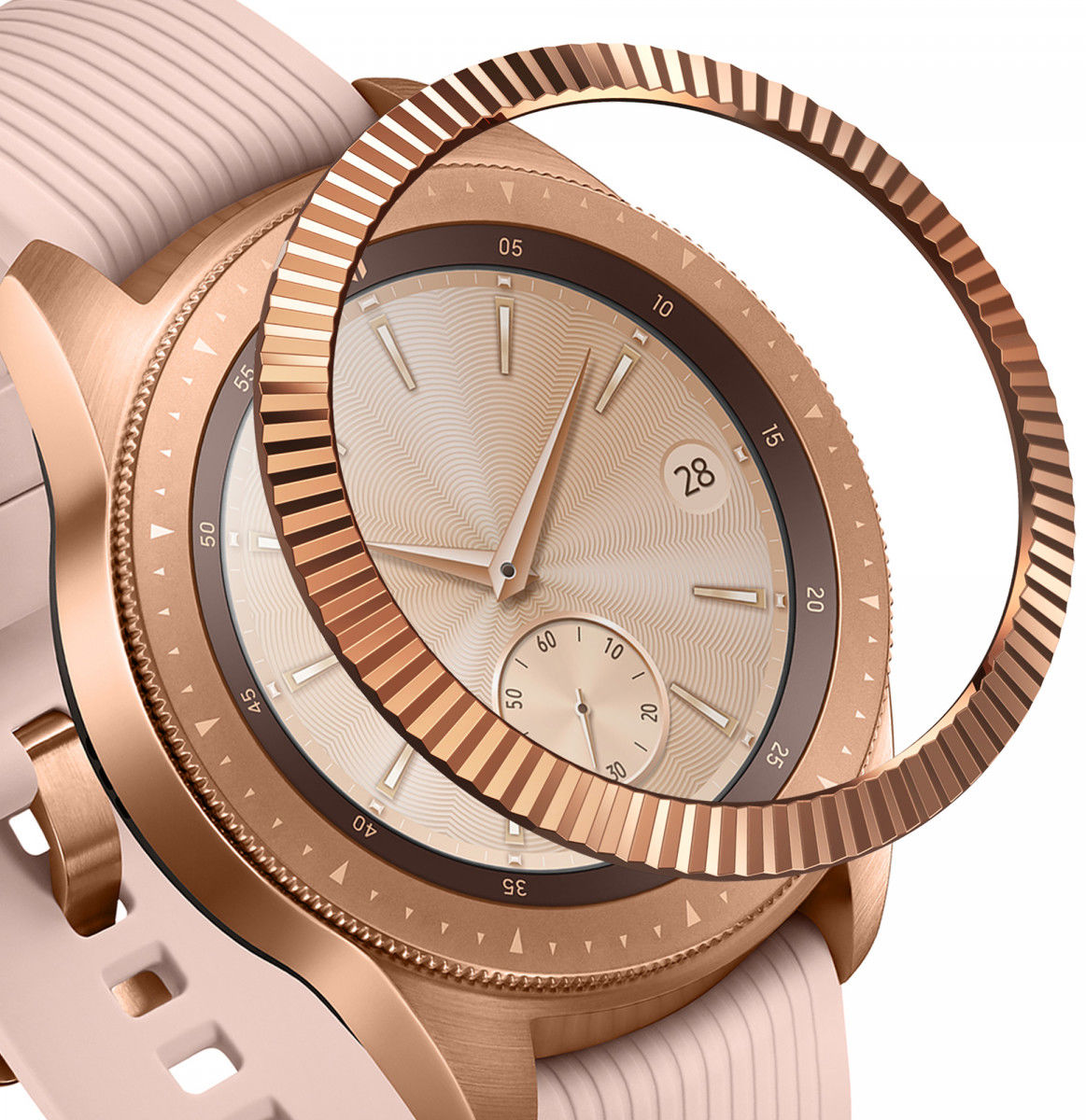 Ringke Bezel Styling Galaxy Watch 42MM Randbeschermer RVS Roze Goud afbeelding 1