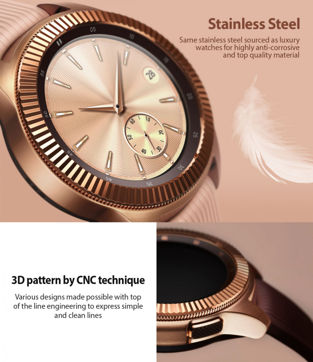 Ringke Bezel Styling Galaxy Watch 42MM Randbeschermer RVS Roze Goud afbeelding 5