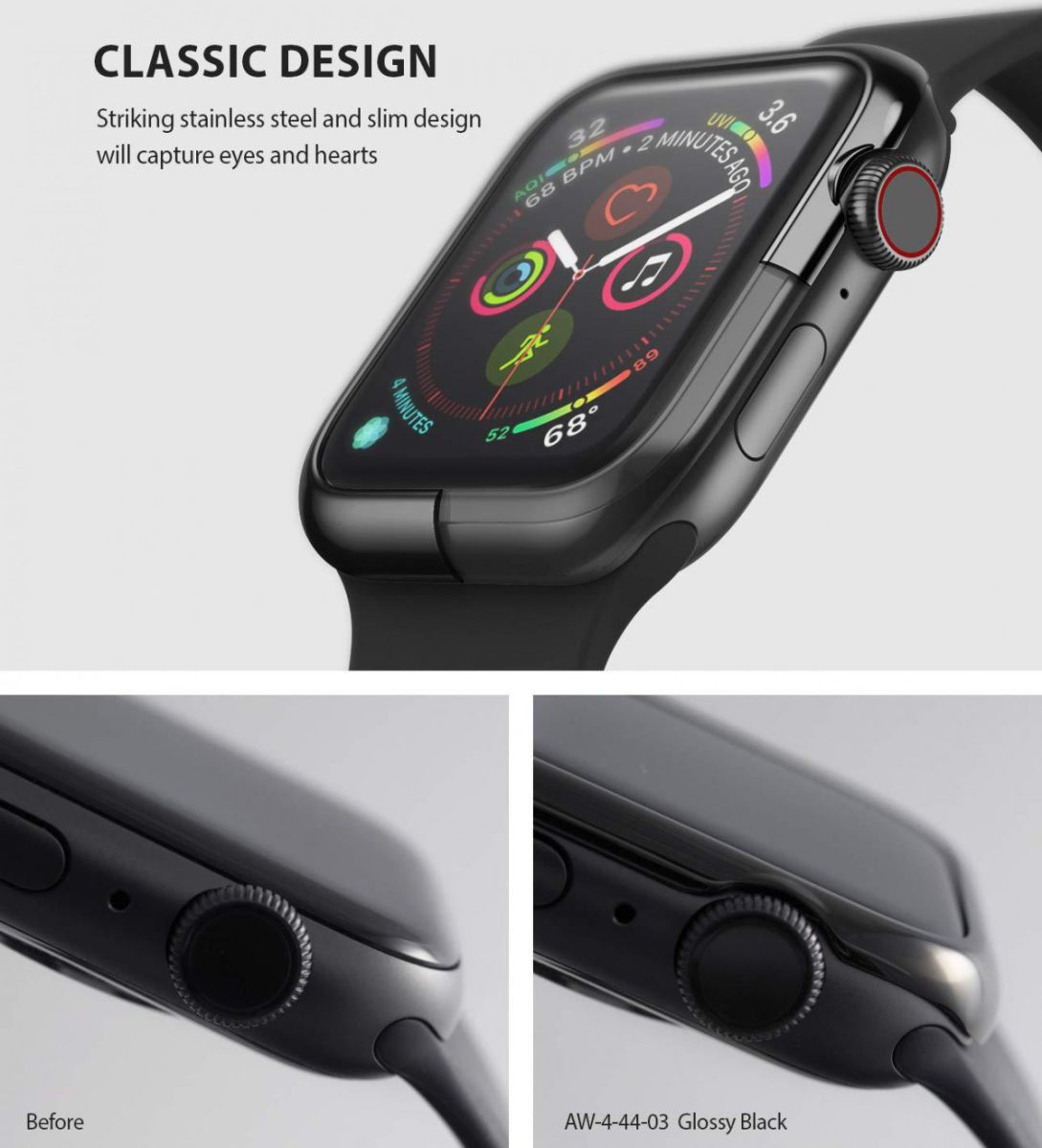 Ringke Bezel Styling Apple Watch 40MM Randbeschermer RVS Zwart afbeelding 2