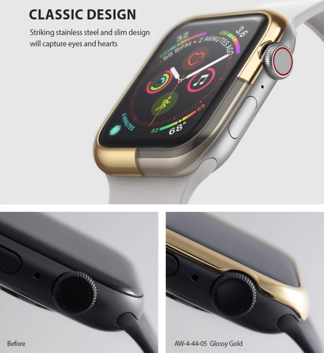 Ringke Bezel Styling Apple Watch 44MM Randbeschermer RVS Goud afbeelding 2