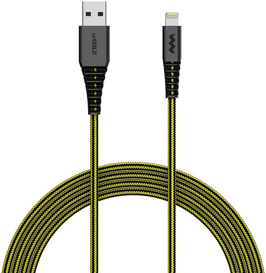 SoSkild Ultimate Protection USB-A naar Lightning Kabel 1.5m Zwart/Geel afbeelding 1