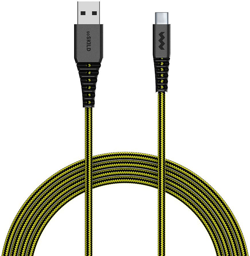 SoSkild Ultimate Protection USB-A naar USB-C Kabel 1.5m Zwart/Geel afbeelding 1