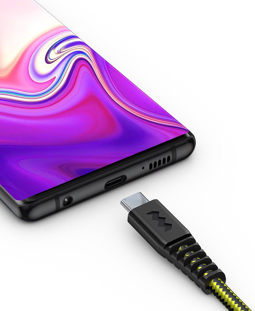 SoSkild Ultimate Protection USB-A naar USB-C Kabel 1.5m Zwart/Geel afbeelding 3