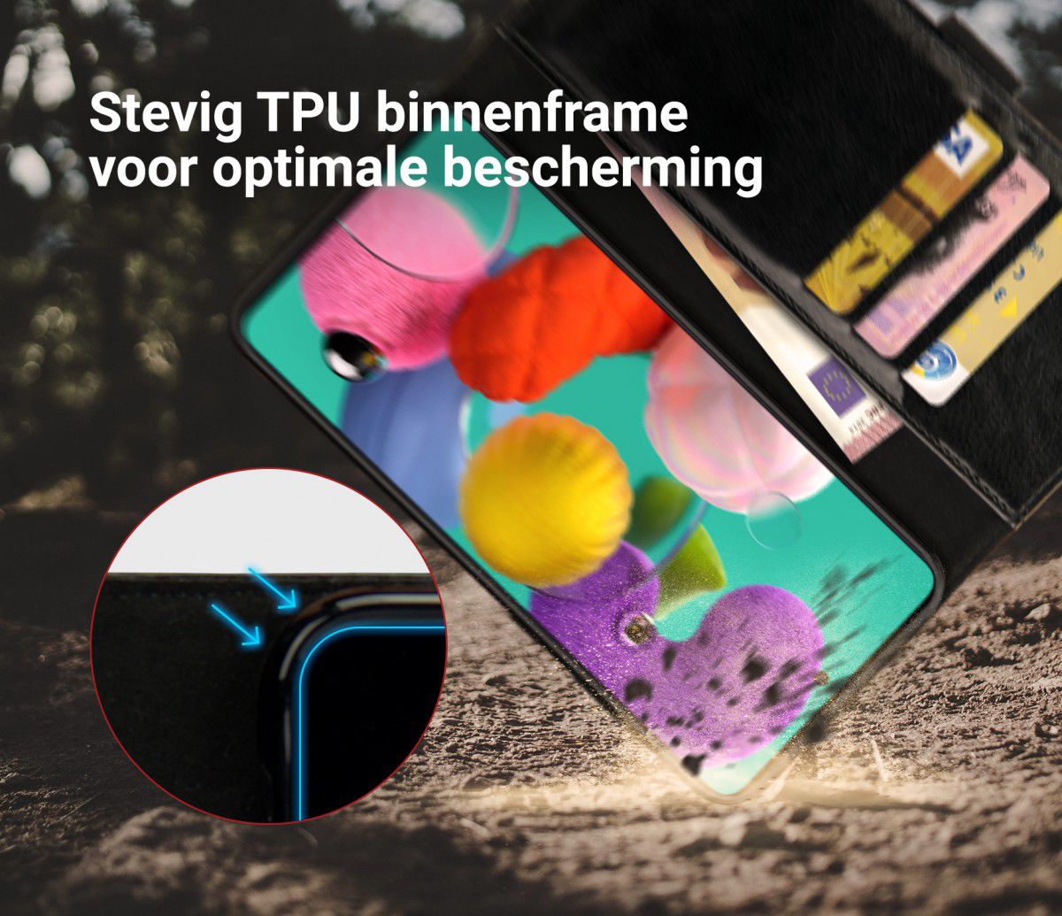 Rosso Element Samsung Galaxy A71 Hoesje Book Cover Zwart afbeelding 6