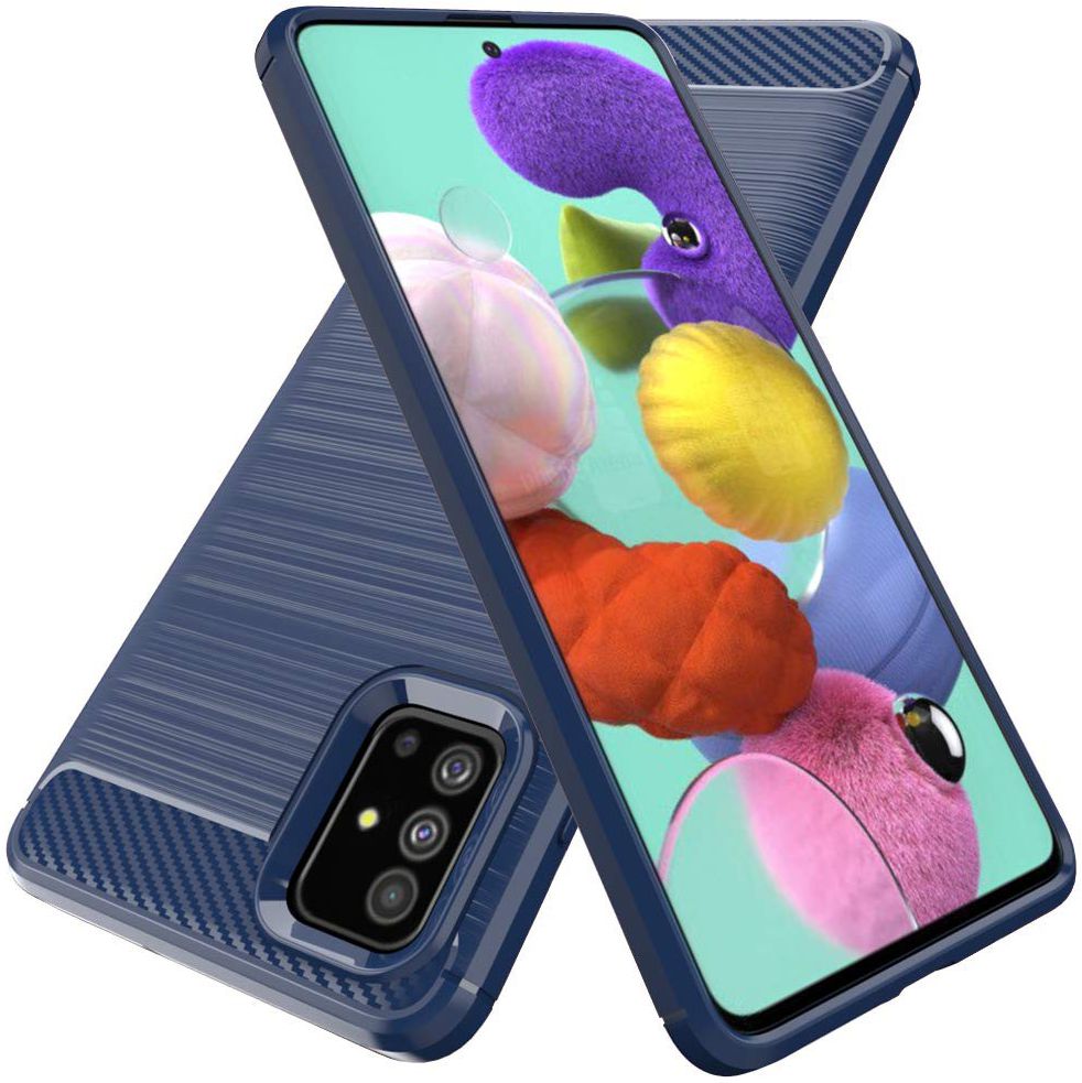 Samsung Galaxy A51 Hoesje Geborsteld TPU Blauw afbeelding 2