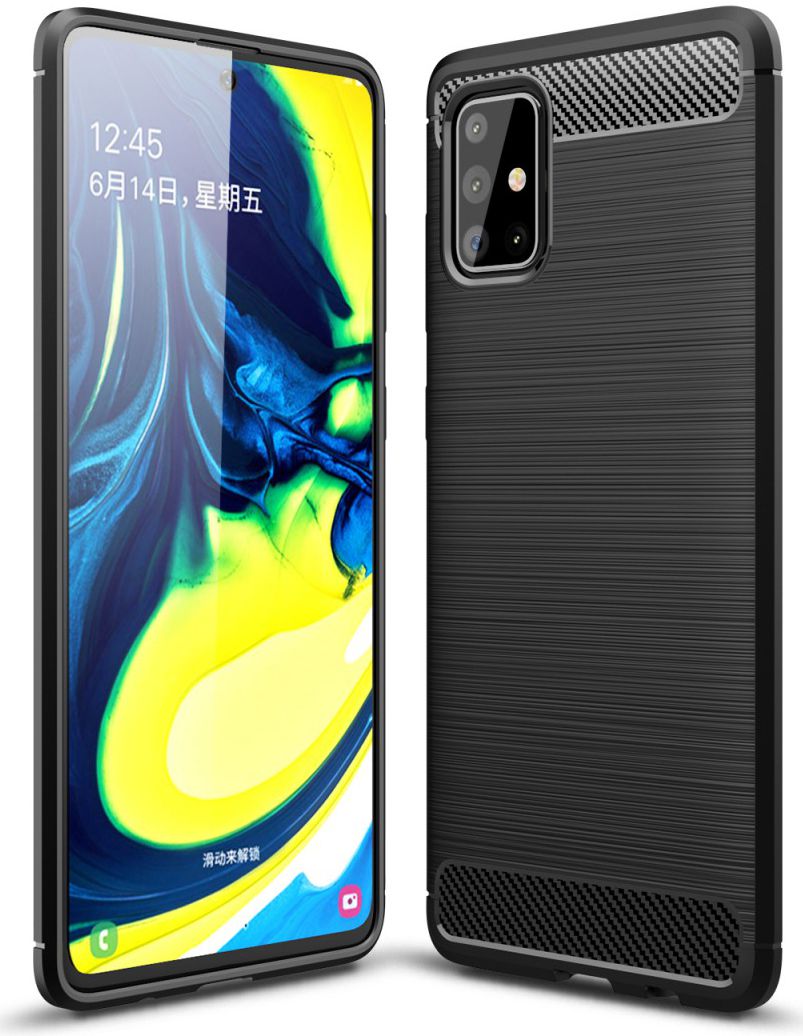Samsung Galaxy A71 Geborsteld TPU Hoesje Zwart afbeelding 1