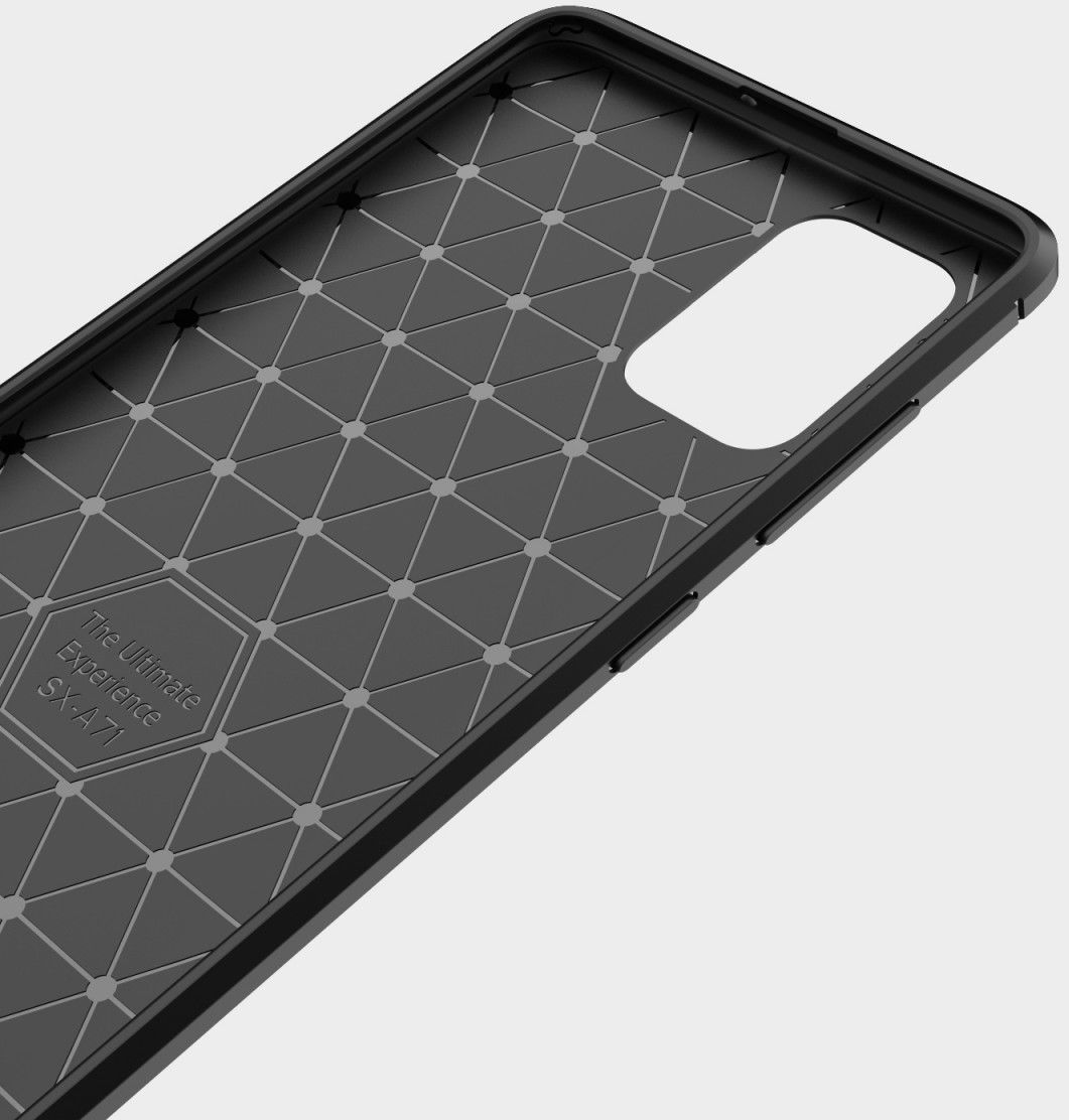 Samsung Galaxy A71 Geborsteld TPU Hoesje Zwart afbeelding 6