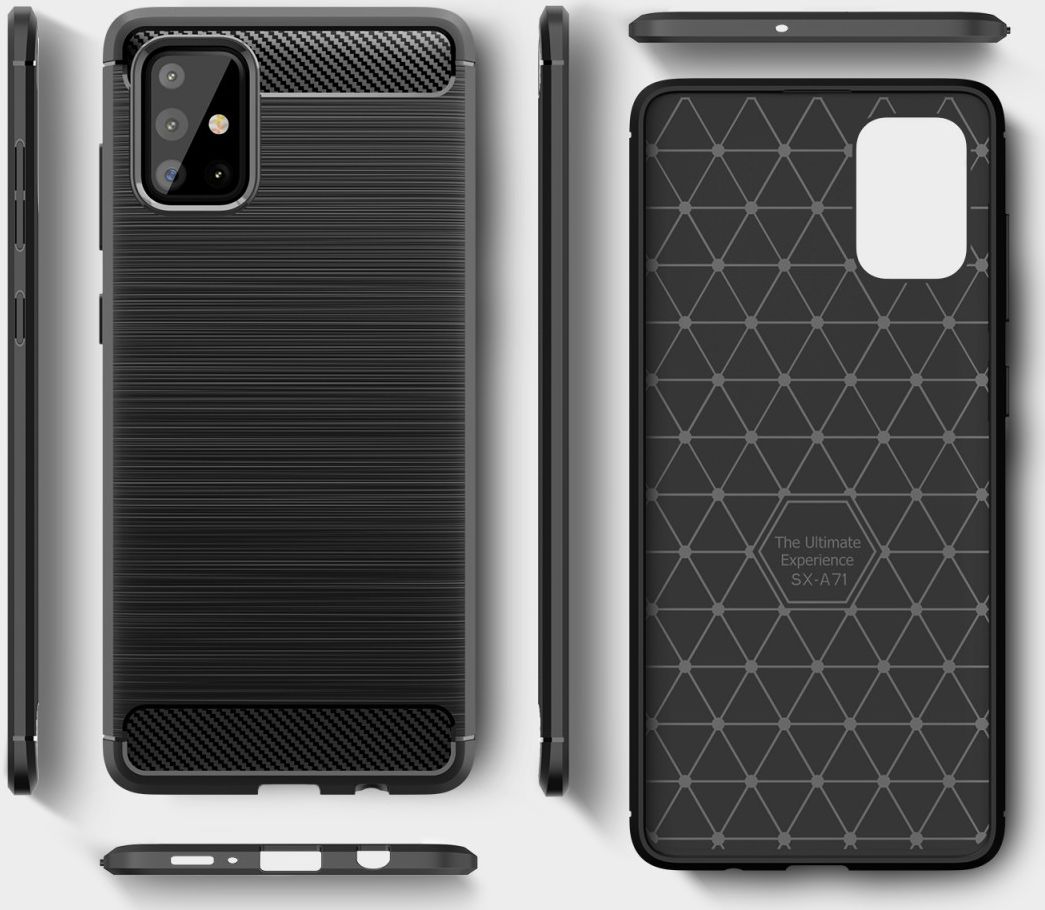 Samsung Galaxy A71 Geborsteld TPU Hoesje Zwart afbeelding 7