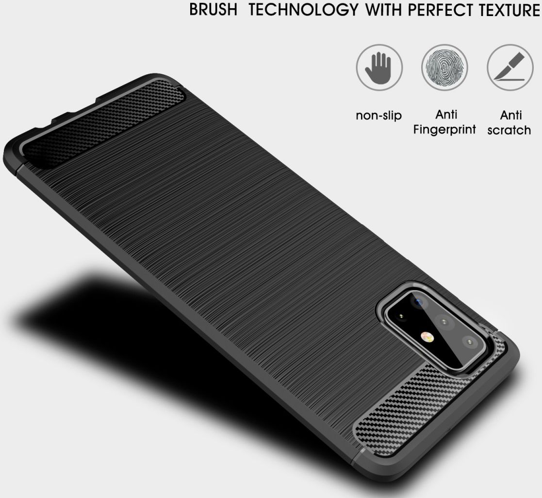 Samsung Galaxy A71 Geborsteld TPU Hoesje Zwart afbeelding 5