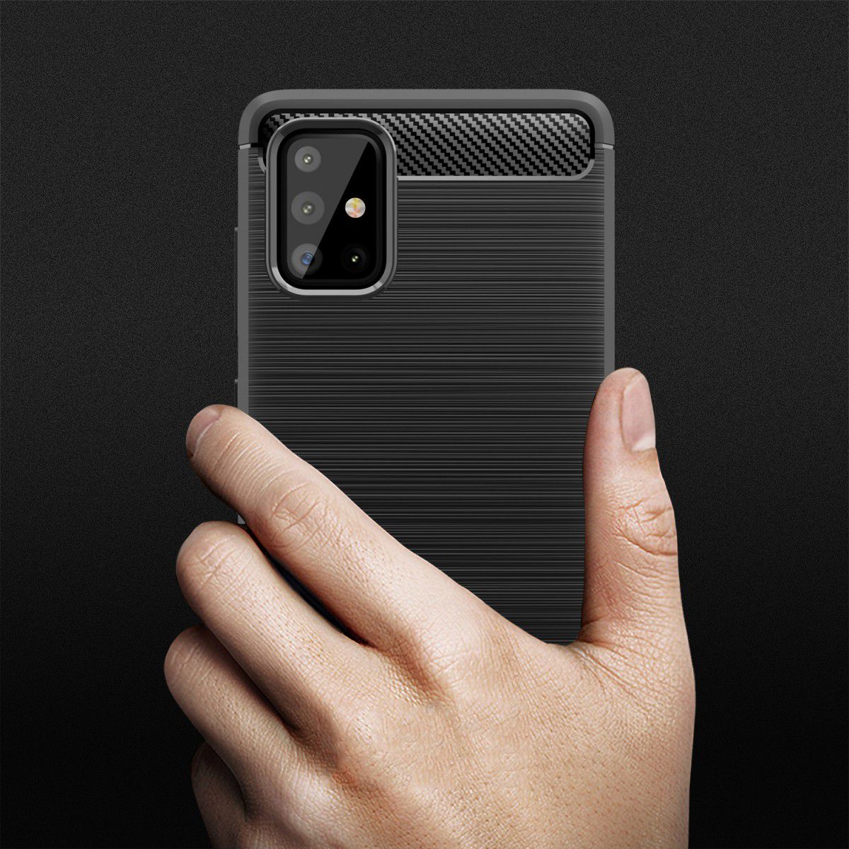 Samsung Galaxy A71 Geborsteld TPU Hoesje Zwart afbeelding 9