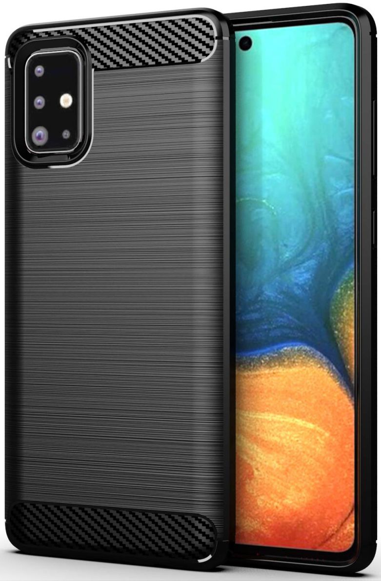Samsung Galaxy A71 Geborsteld TPU Hoesje Zwart afbeelding 2