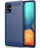 Samsung Galaxy A71 Geborsteld TPU Hoesje Blauw