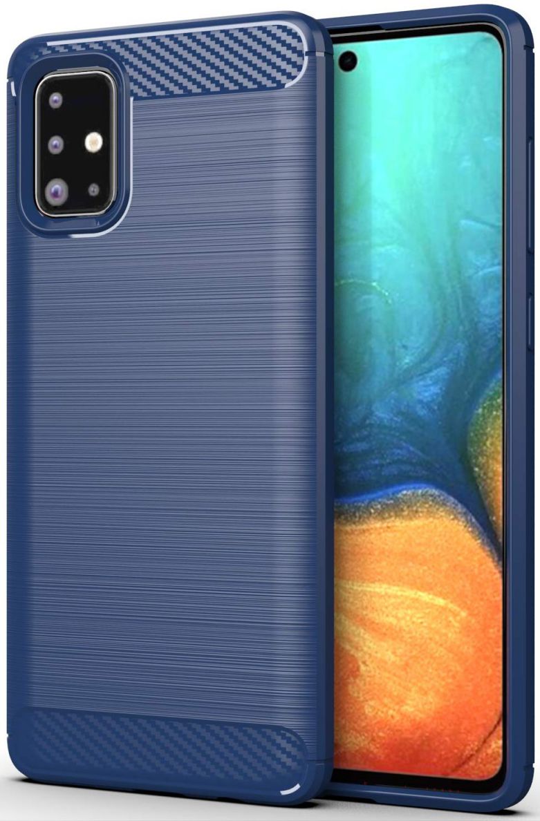 Samsung Galaxy A71 Geborsteld TPU Hoesje Blauw afbeelding 1