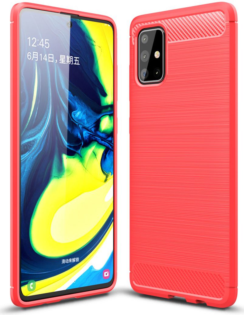 Samsung Galaxy A71 Geborsteld TPU Hoesje Rood afbeelding 4