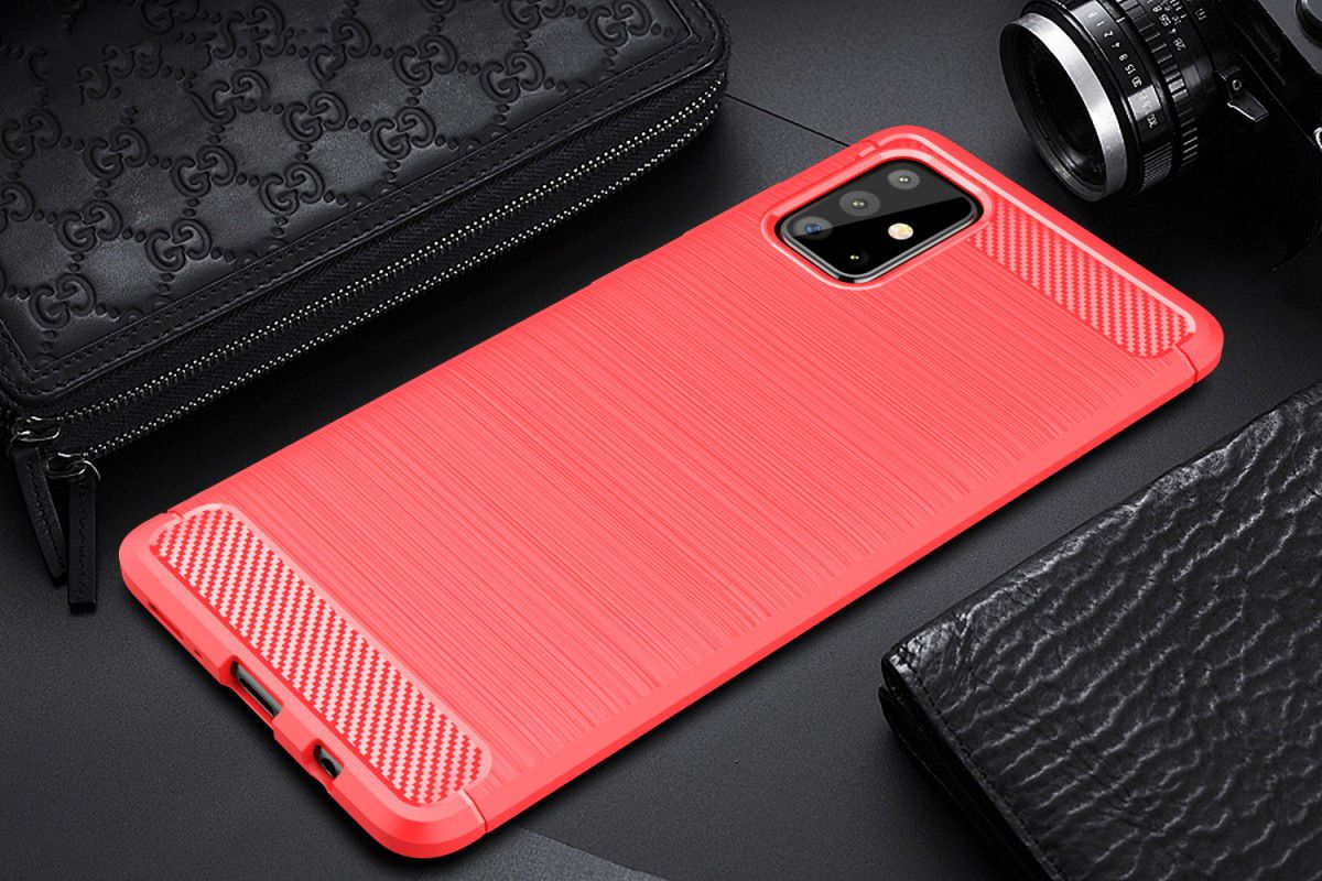 Samsung Galaxy A71 Geborsteld TPU Hoesje Rood afbeelding 5