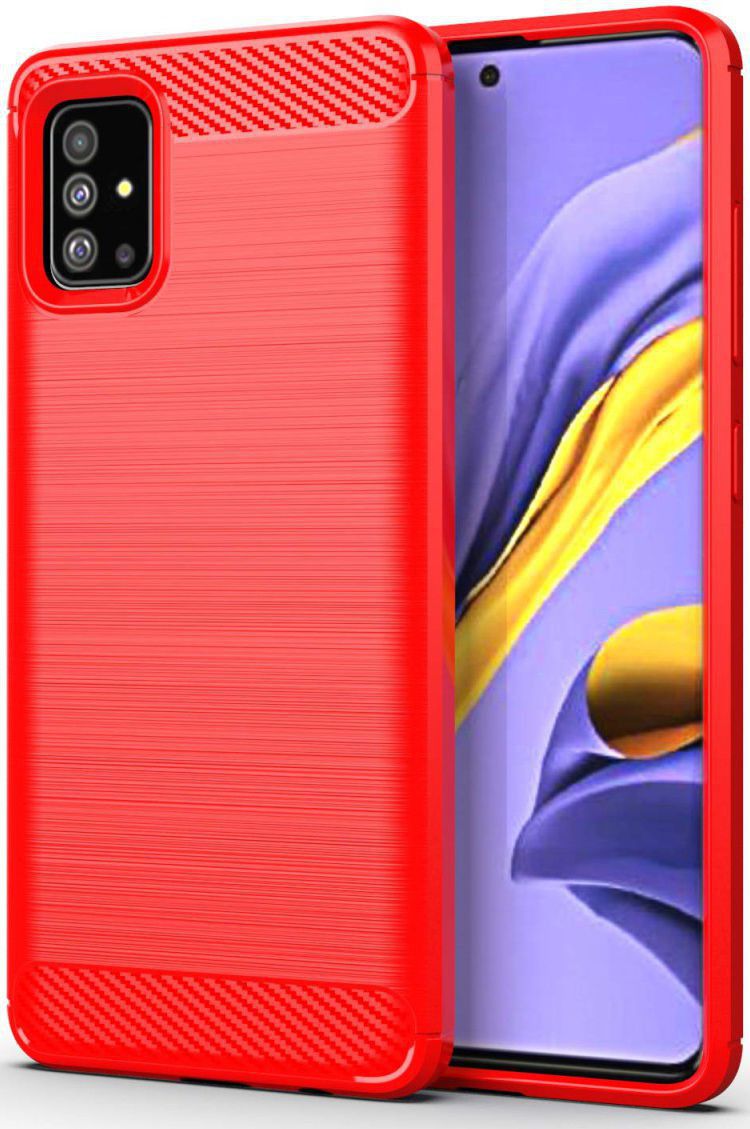 Samsung Galaxy A71 Geborsteld TPU Hoesje Rood afbeelding 1