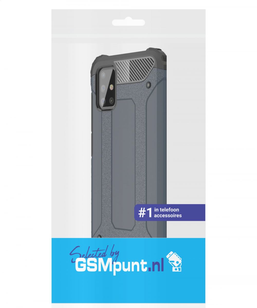 Samsung Galaxy A51 Hoesje Shock Proof Hybride Back Cover Donker Blauw afbeelding 2