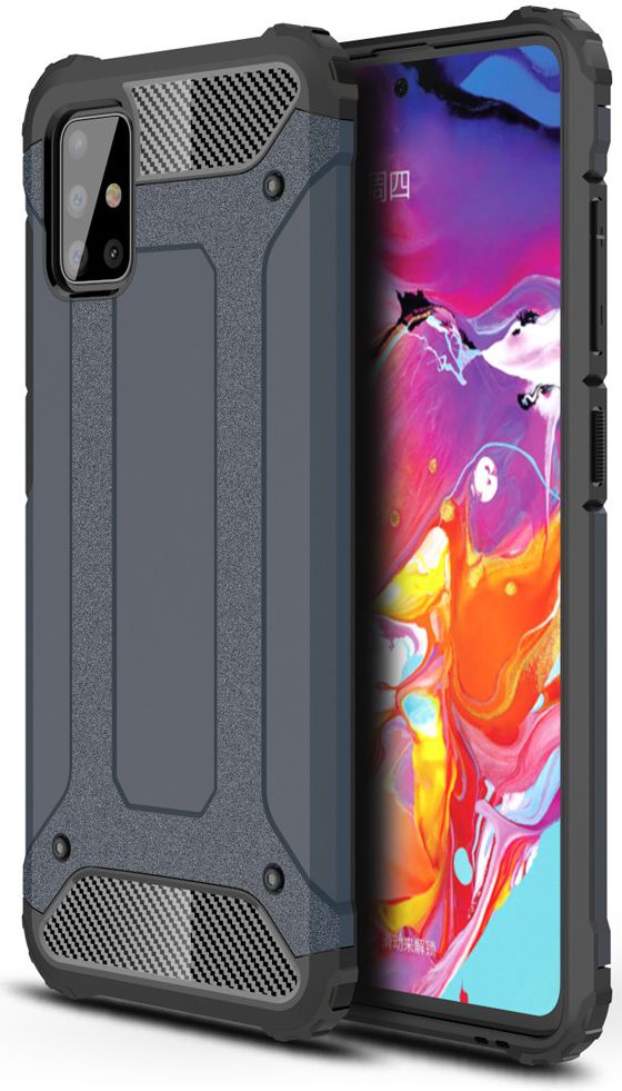 Samsung Galaxy A51 Hoesje Shock Proof Hybride Back Cover Donker Blauw afbeelding 1