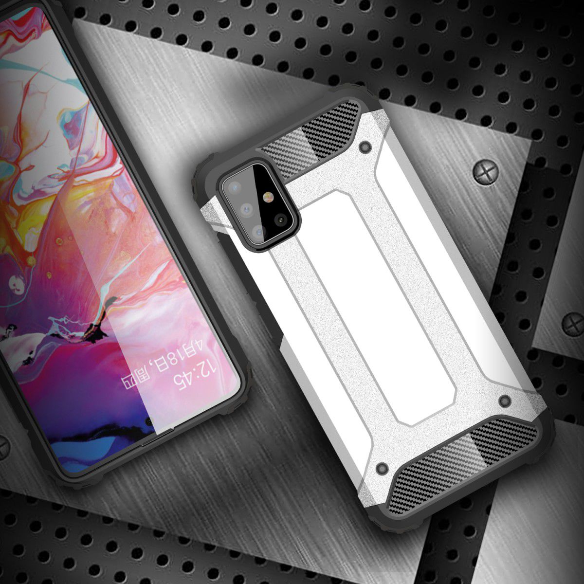 Samsung Galaxy A51 Hoesje Shock Proof Hybride Back Cover Donker Blauw afbeelding 9