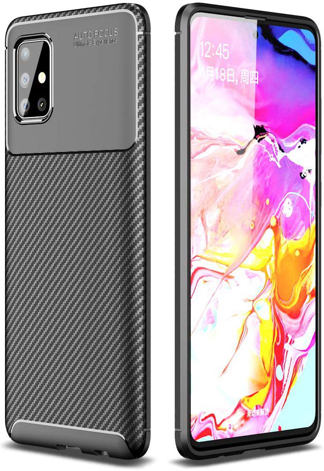 Samsung Galaxy A51 Hoesje Geborsteld Carbon Zwart afbeelding 5