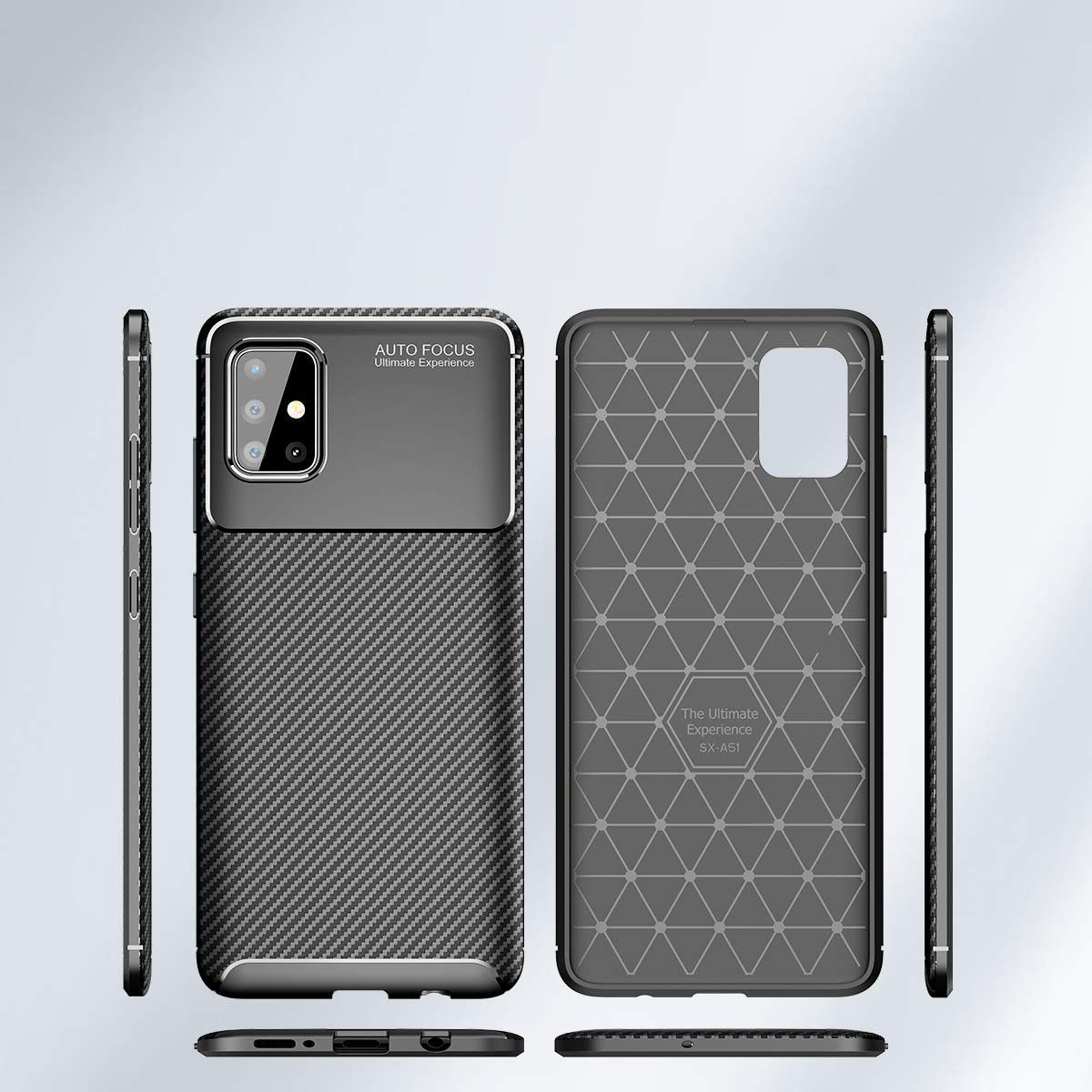 Samsung Galaxy A51 Hoesje Geborsteld Carbon Zwart afbeelding 13